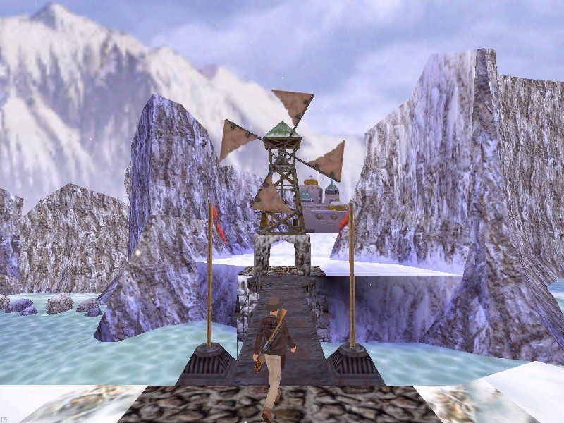 Indiana Jones and the Infernal Machine (Windows) screenshot: The bridge leads to a lost monastery.