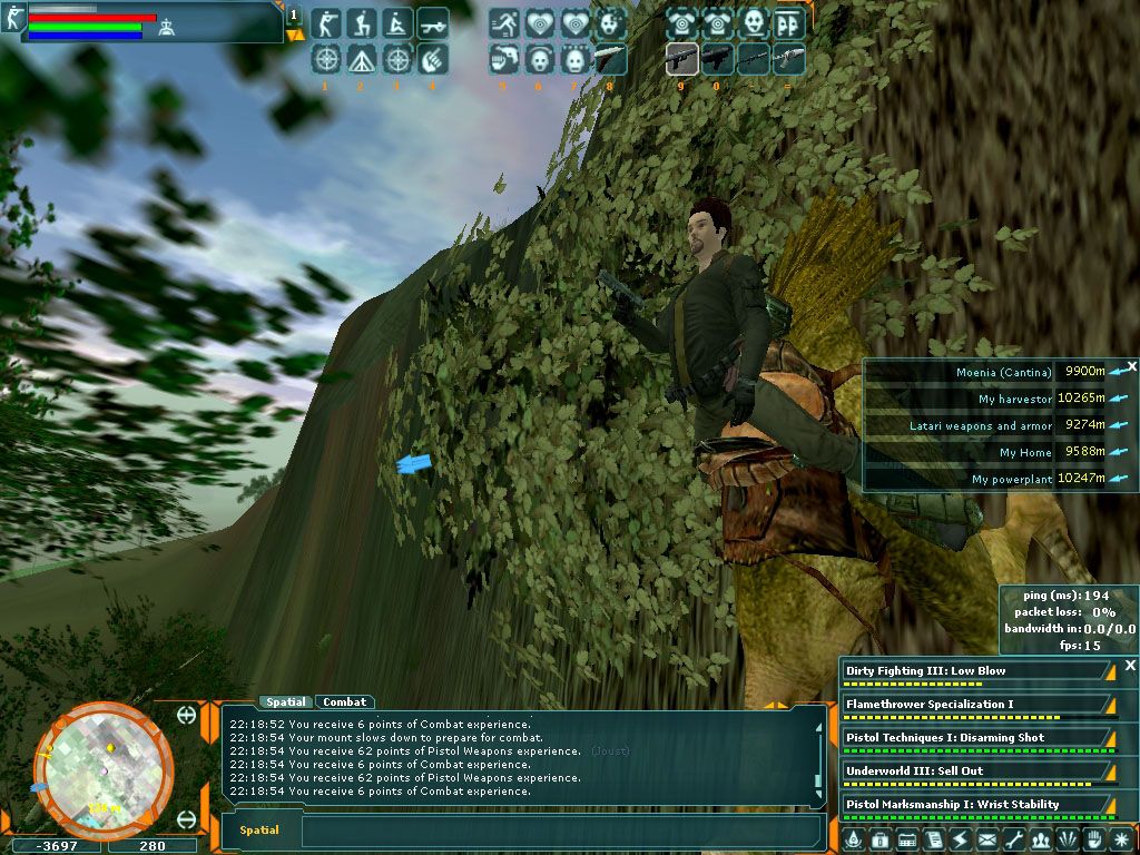 Star Wars: Galaxies - An Empire Divided (Windows) screenshot: Travelling the side of a cliff on mounted steed