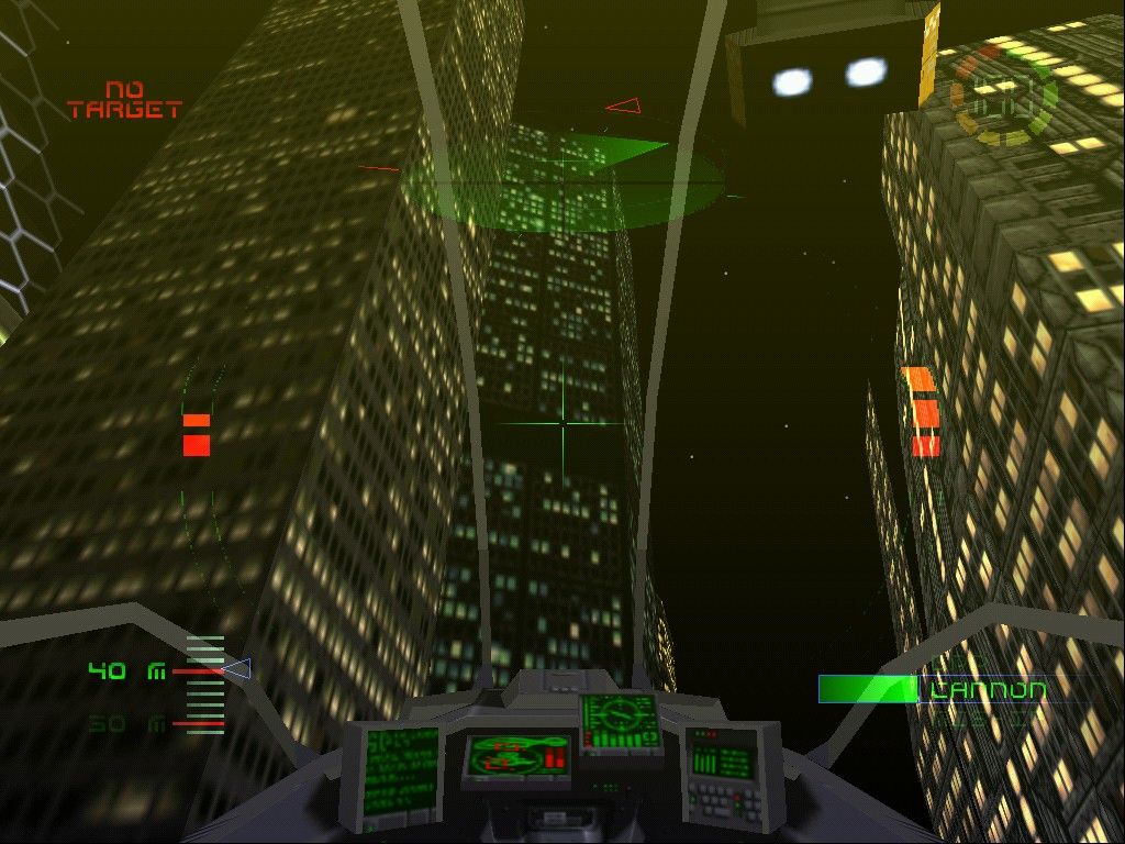 G-Police (Windows) screenshot: Tall skyscrapers