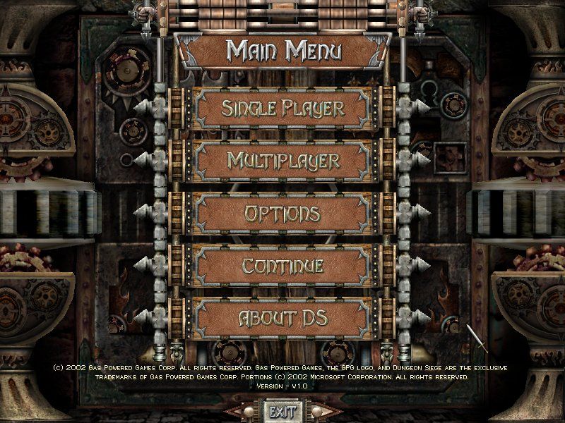 Dungeon Siege (Windows) screenshot: The main menu