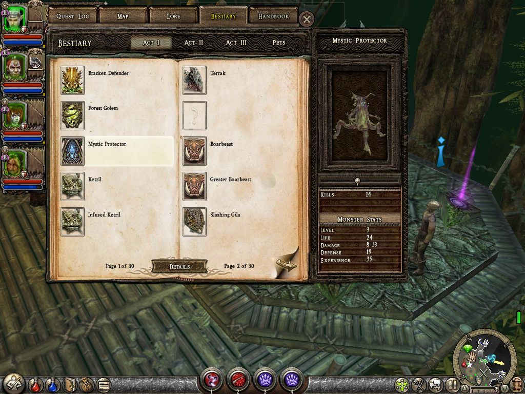 Dungeon Siege II (Windows) screenshot: Bestiary