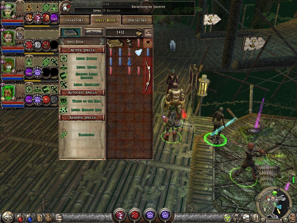 Dungeon Siege II (Windows) screenshot: Spellbook (note the autocast slots)