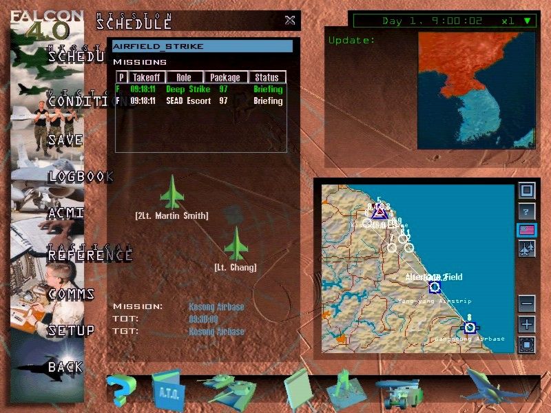 Falcon 4.0 (Windows) screenshot: Mission schedule