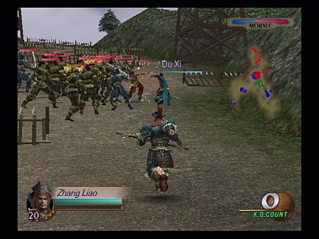 Dynasty Warriors 3 (PlayStation 2) screenshot: Cavalry's coming! Although better than in DW2, you'll still often find yourself the most effective soldier on the battlefield.
