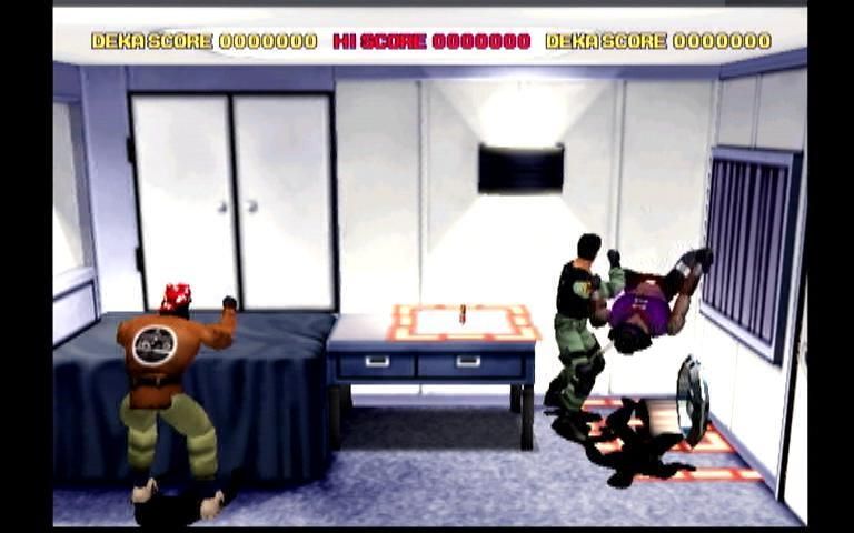 Dynamite Cop! (Dreamcast) screenshot: Punch enemies until they float