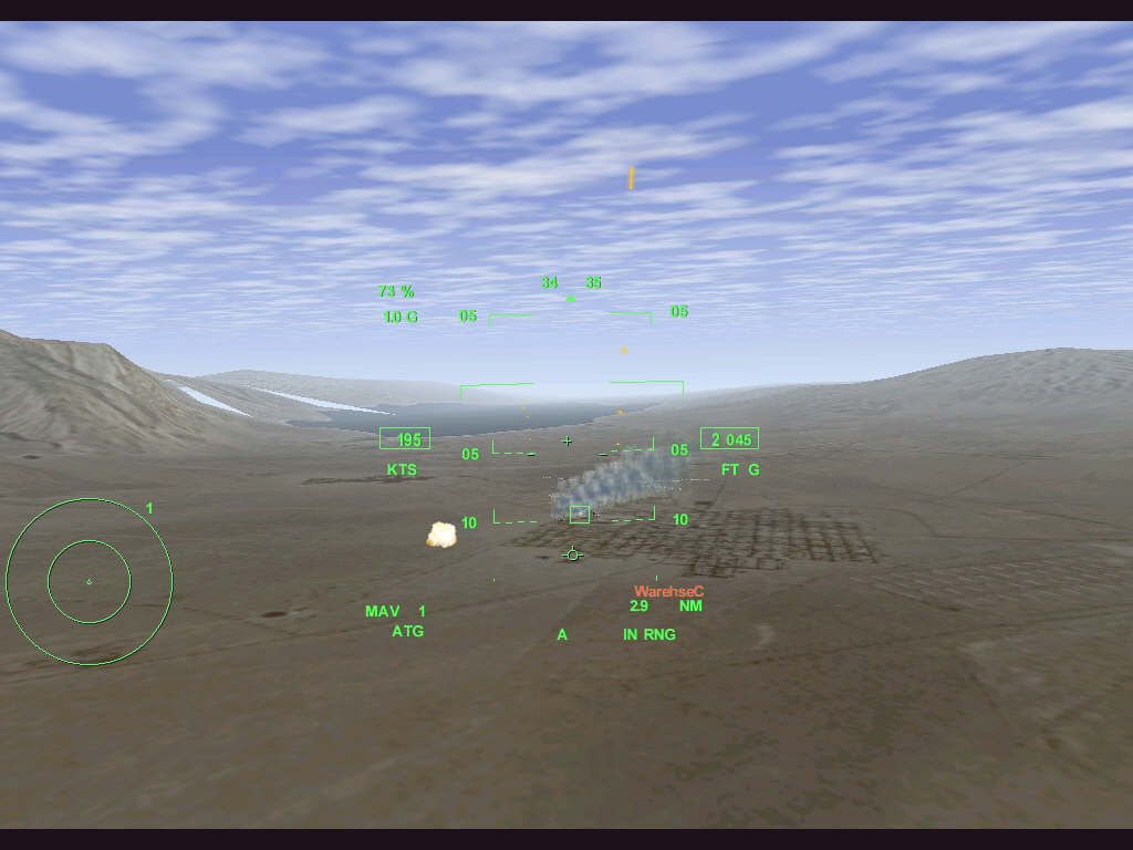 JetFighter IV: Fortress America (Windows) screenshot: Hauling mud...and taking out the ground targets