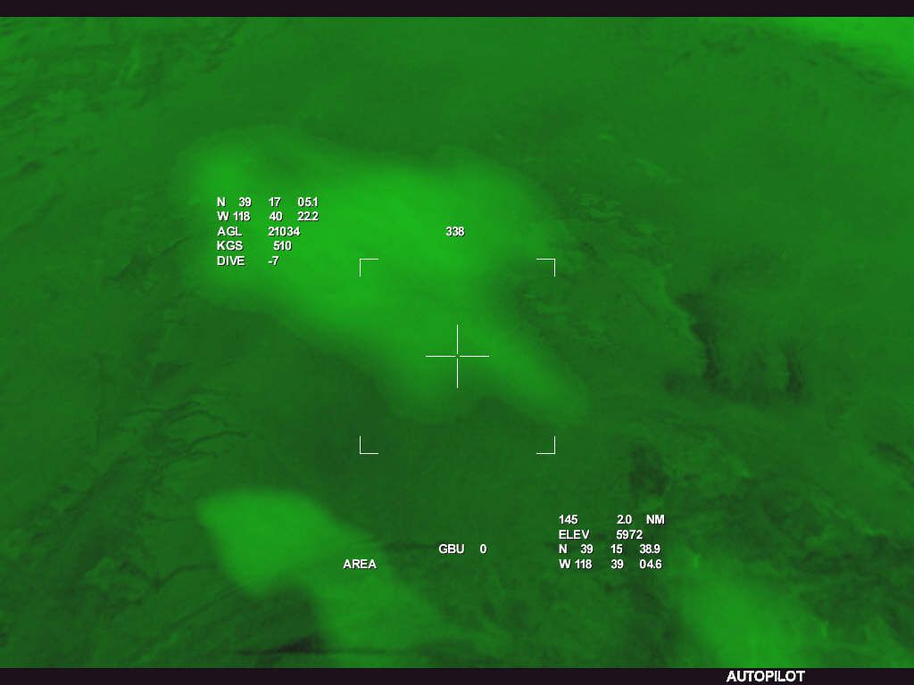 JetFighter IV: Fortress America (Windows) screenshot: Bombing raid with the LANTIRN night vision system