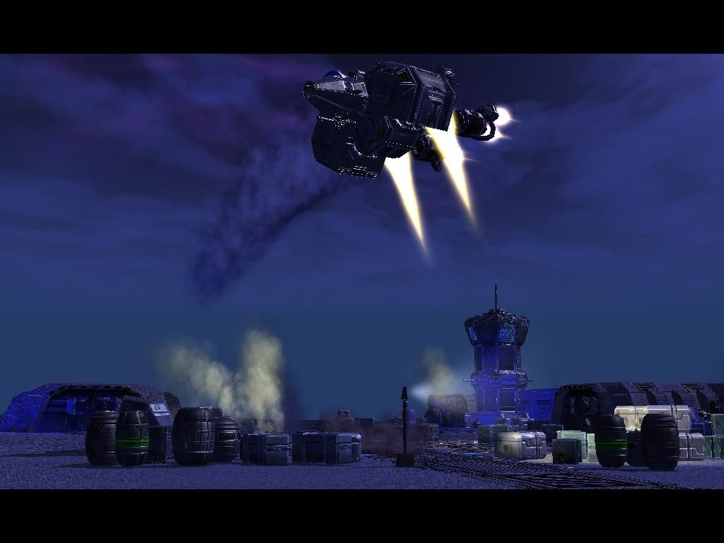 Earth 2160 (Windows) screenshot: Cut-scenes are mostly done with game's graphics engine.