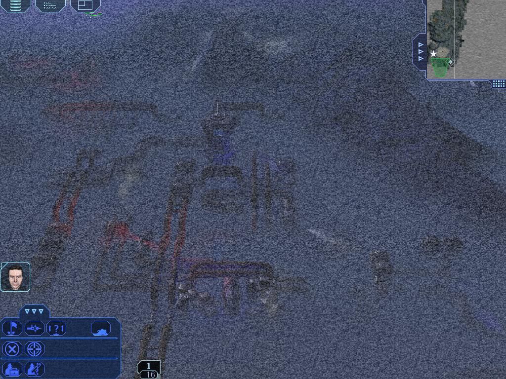 Earth 2160 (Windows) screenshot: Fog of War is shown as static.
