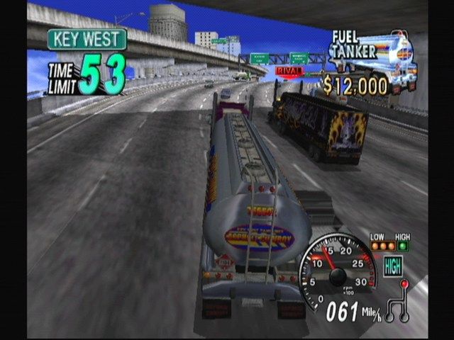 Eighteen Wheeler: American Pro Trucker (GameCube) screenshot: The other truck is your rival.