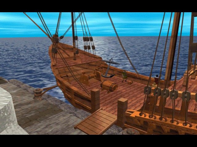 El Capitán Trueno en la Montaña de los Suspiros (Windows) screenshot: The little ship of Capitán Trueno
