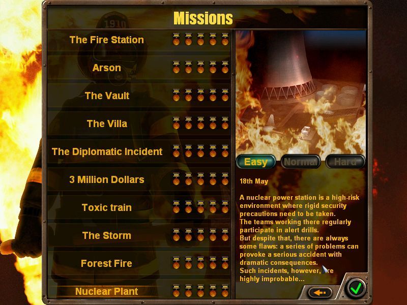 Emergency Fire Response (Windows) screenshot: Missions