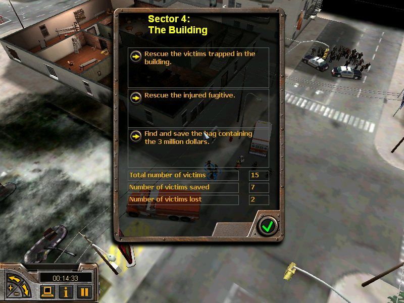 Emergency Fire Response (Windows) screenshot: Sector 4 Objectives (low detail)