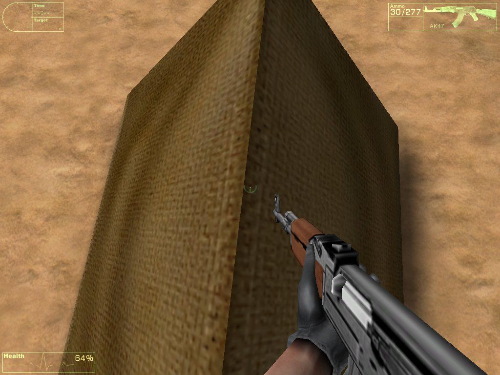 Elite Forces: Navy SEALs (Windows) screenshot: Can you do that with YOUR tent, too? Maybe it's made from steel, otherwise I doubt I could have climbed it :)