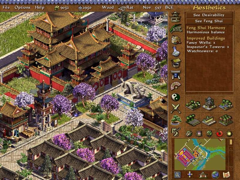 Emperor: Rise of the Middle Kingdom (Windows) screenshot: Palace in the city