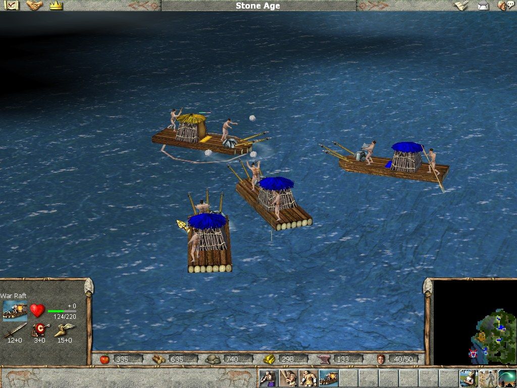 Empire Earth (Windows) screenshot: The development of marine warfare: from early rafts...