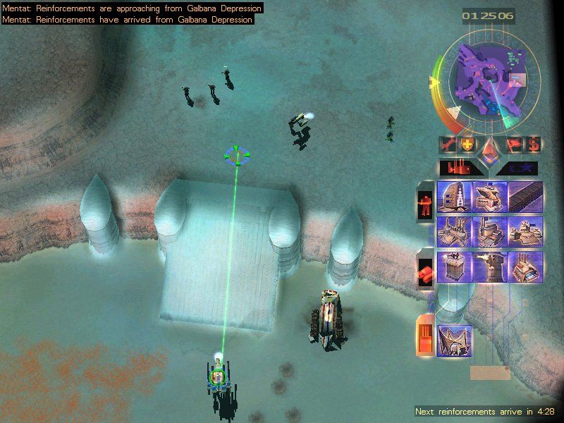 Emperor: Battle for Dune (Windows) screenshot: Entering the ordos base through the 'front gate'.