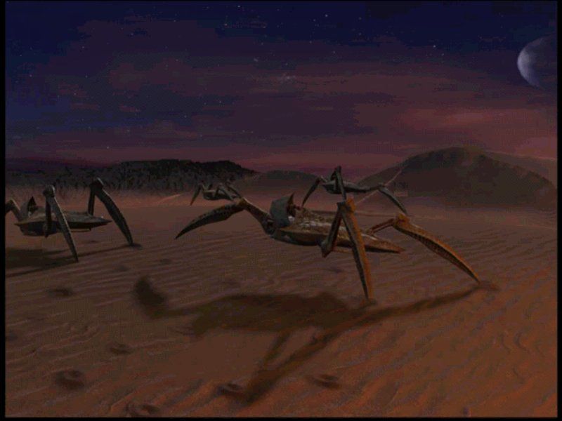 Emperor: Battle for Dune (Windows) screenshot: Tleilaxu Leeches just spit on your vehicles infesting them and turning into a new leech. Though, that can be fixed with repair vehicle or nearby engineer.
