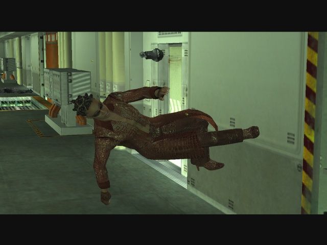 Enter the Matrix (Windows) screenshot: Niobe does a Backflip
