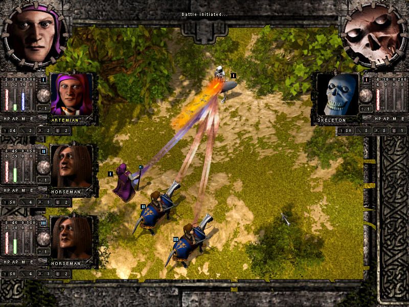 Empire of Magic (Windows) screenshot: Assigning action and casting a spell during combat.