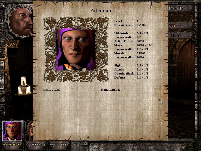 Empire of Magic (Windows) screenshot: Your main hero's stats.