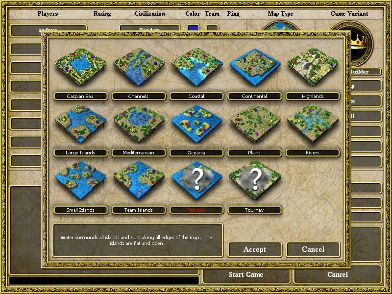 Empires: Dawn of the Modern World (Windows) screenshot: The different map types in the game