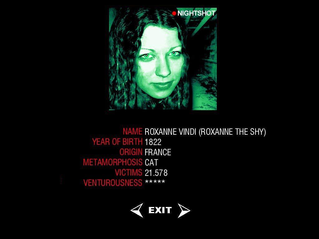 Erevos (Windows) screenshot: Roxanne's Information Page