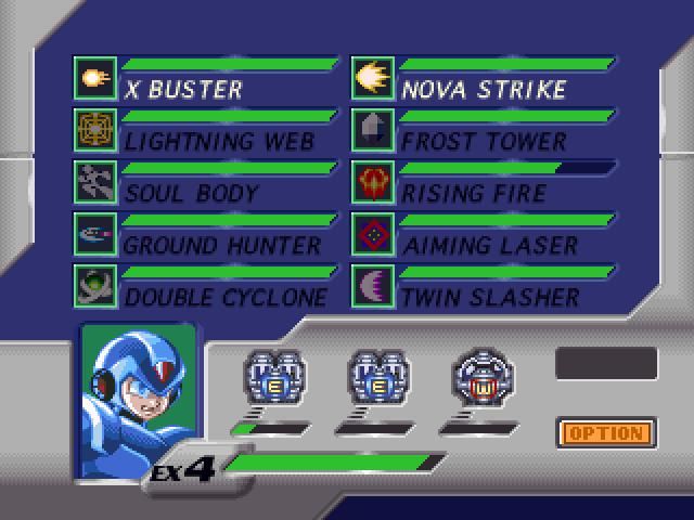 Mega Man X4 (Windows) screenshot: Item screen for X