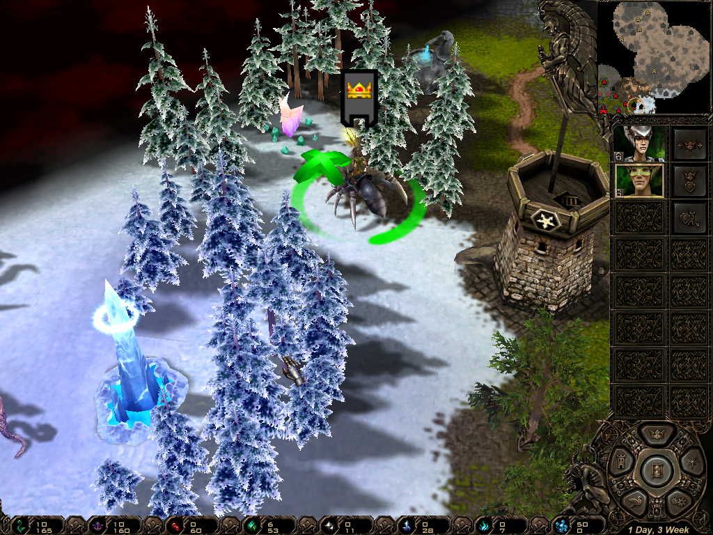 Etherlords (Windows) screenshot: Zoomed in hero on the tactical map.