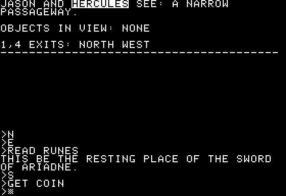 Labyrinth of Crete (Apple II) screenshot: Found a Gold Coin