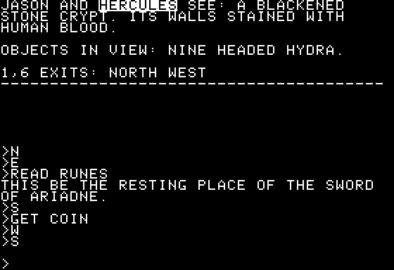 Labyrinth of Crete (Apple II) screenshot: Found a Hydra