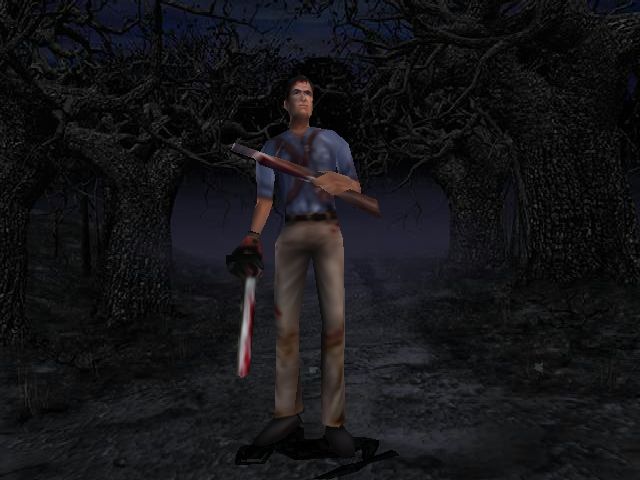 Evil Dead: Hail to the King (Windows) screenshot: Good... Bad... He's the guy with the gun.