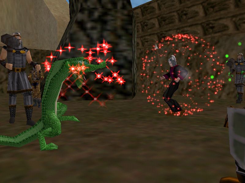 EverQuest (Windows) screenshot: Fighting a Dragon with Magic