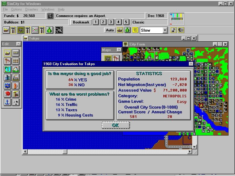 SimCity Classic (Windows 3.x) screenshot: Approval rating