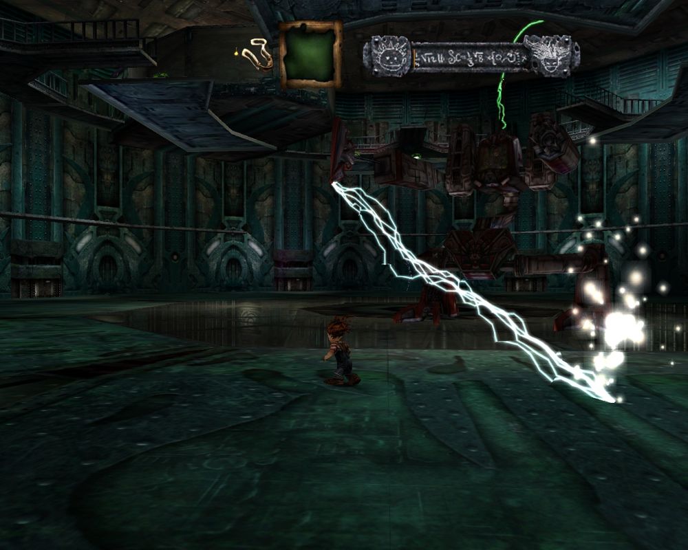 Evil Twin: Cyprien's Chronicles (Windows) screenshot: David is controlling one big mech-droid.