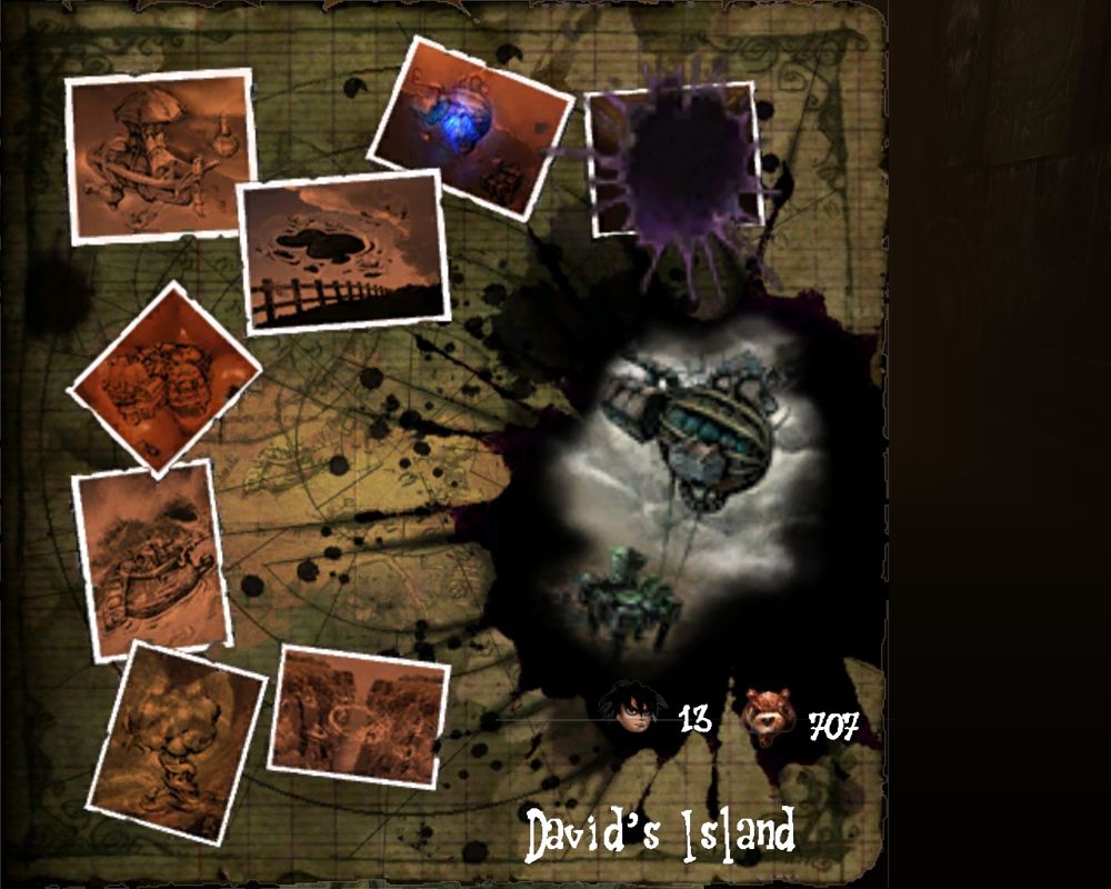 Evil Twin: Cyprien's Chronicles (Windows) screenshot: The Island's map. From here you can access any level you have visited before.