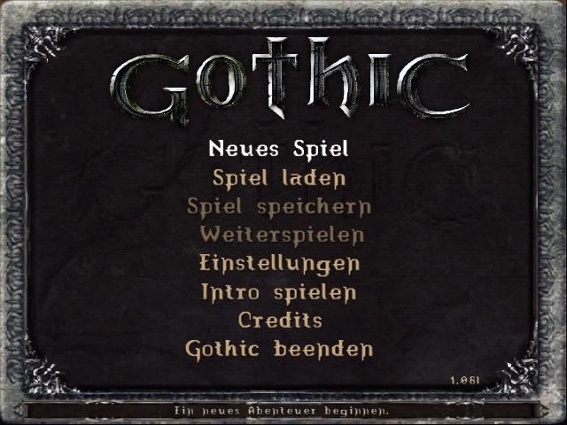 Gothic (Windows) screenshot: Main menu