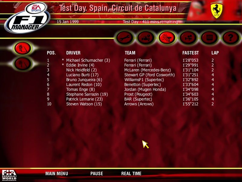 F1 Manager (Windows) screenshot: Promising test results!