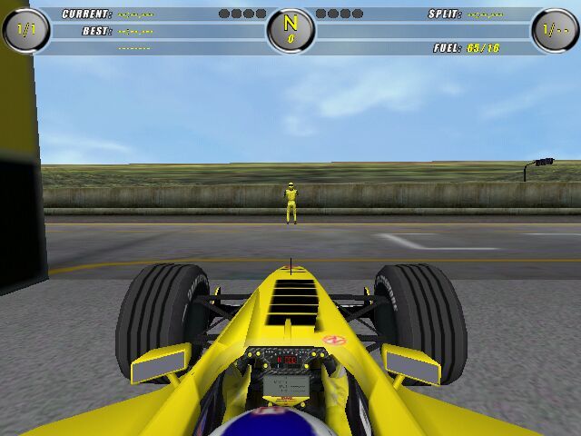 F1 2002 (Windows) screenshot: 3D pit crew, but no tobacco and alcohol ads