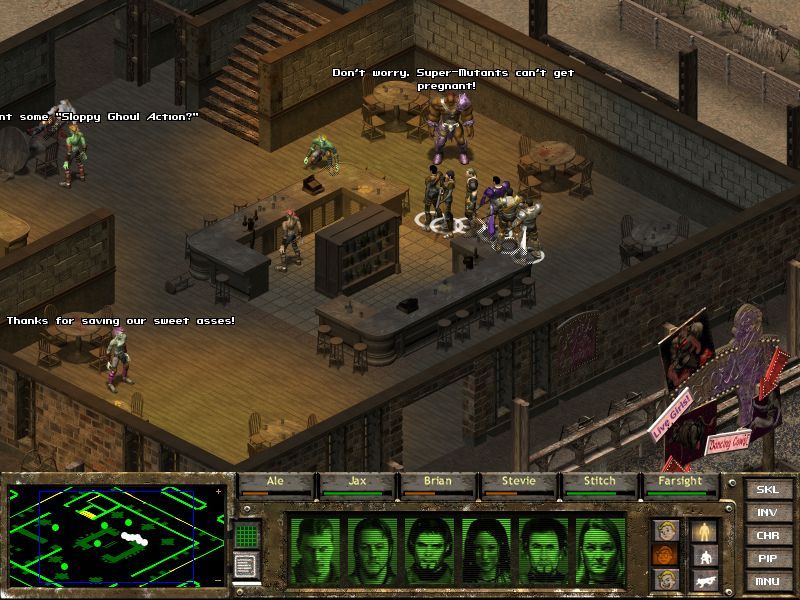 Fallout Tactics: Brotherhood of Steel (Windows) screenshot: Yes! Now there are ghouls and super mutant whores!!.........What??