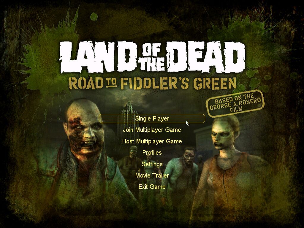 Land of the Dead: Road to Fiddler's Green (Windows) screenshot: Title Screen and Menu
