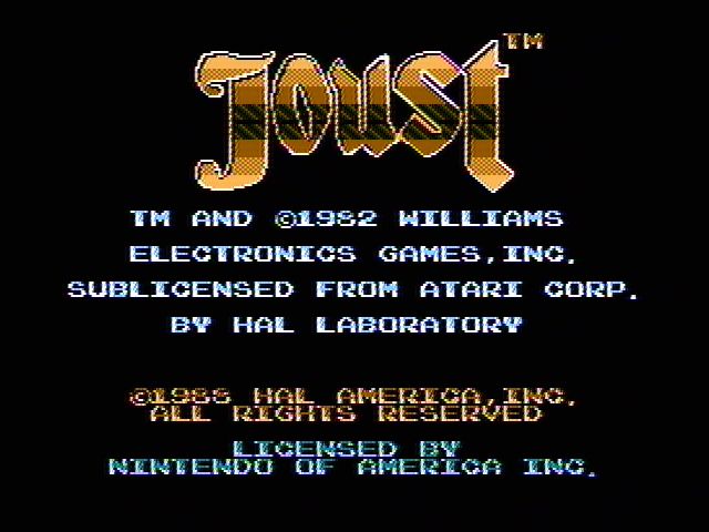 Joust (NES) screenshot: Title screen