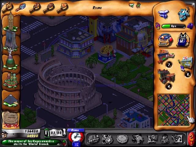 Fast Food Tycoon (Windows) screenshot: Rome at night
