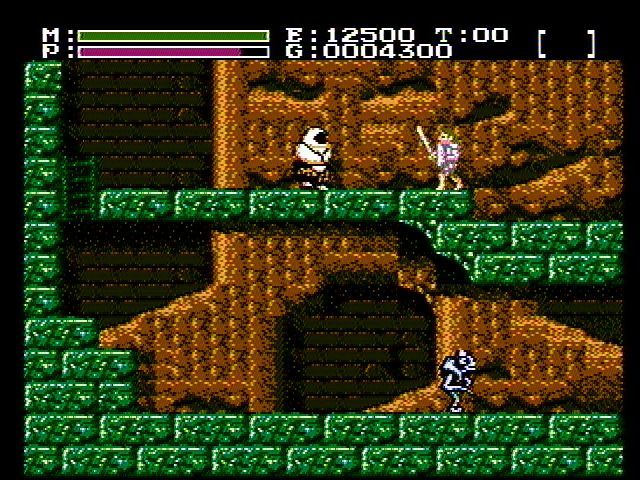 Faxanadu (NES) screenshot: Strange creatures can be found throughout the lands