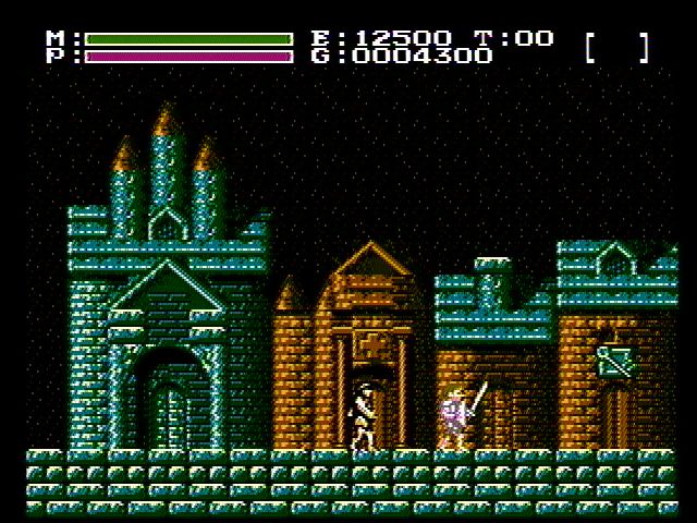 Faxanadu (NES) screenshot: Exploring a town