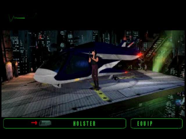 Fear Effect (PlayStation) screenshot: Starting the game on a helicopter pad