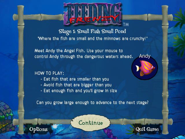 Feeding Frenzy (Windows) screenshot: Level 1: Small Fish Small Pond