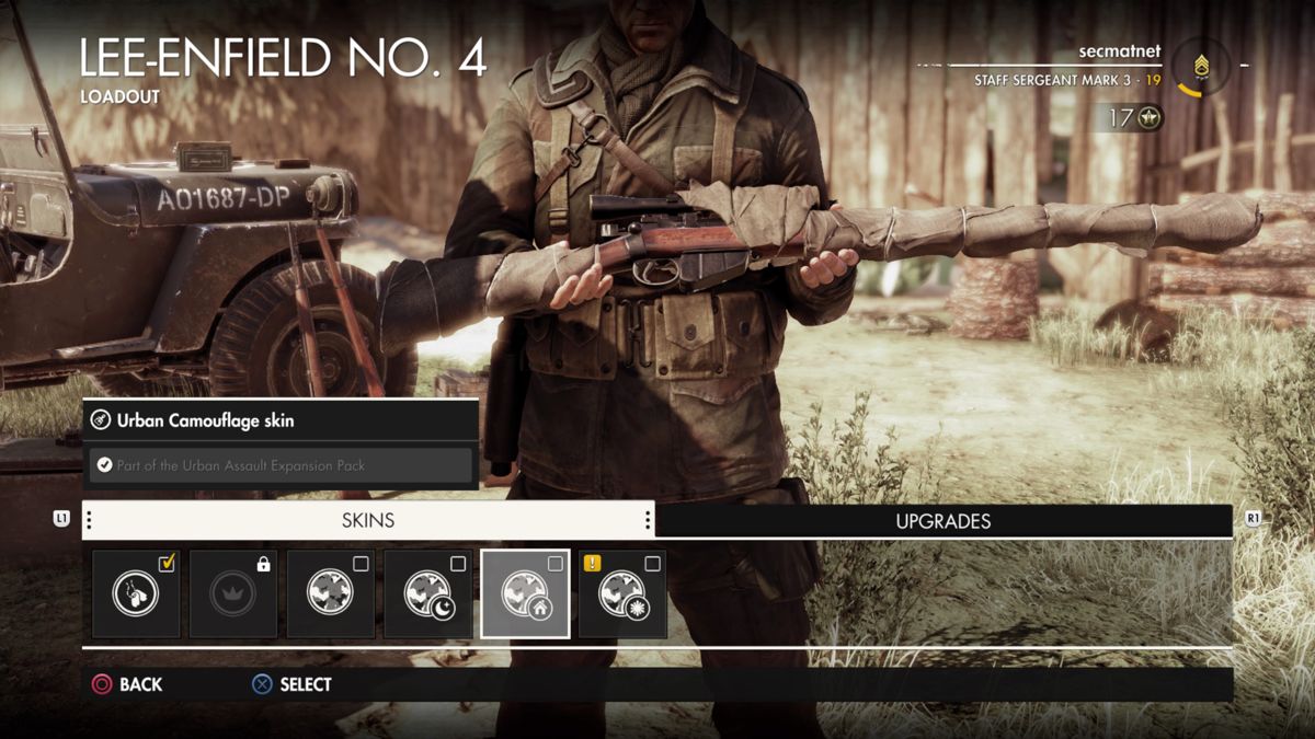 Sniper Elite 4: Italia - Urban Assault Expansion Pack (PlayStation 4) screenshot: Lee-Enfield No.4 urban camouflage skin