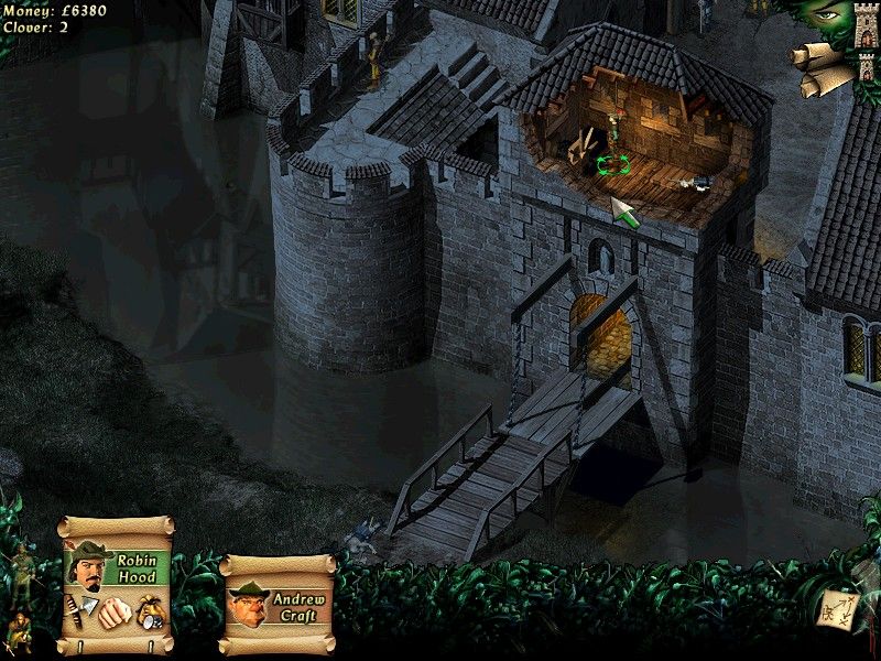 Robin Hood: The Legend of Sherwood (Windows) screenshot: Robin is lowering down the bridge so his comrades can enter to help him
