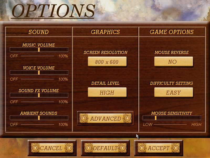 Field & Stream: Trophy Hunting 4 (Windows) screenshot: The options menu